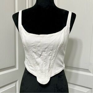 White Corset Jean Top ZARA